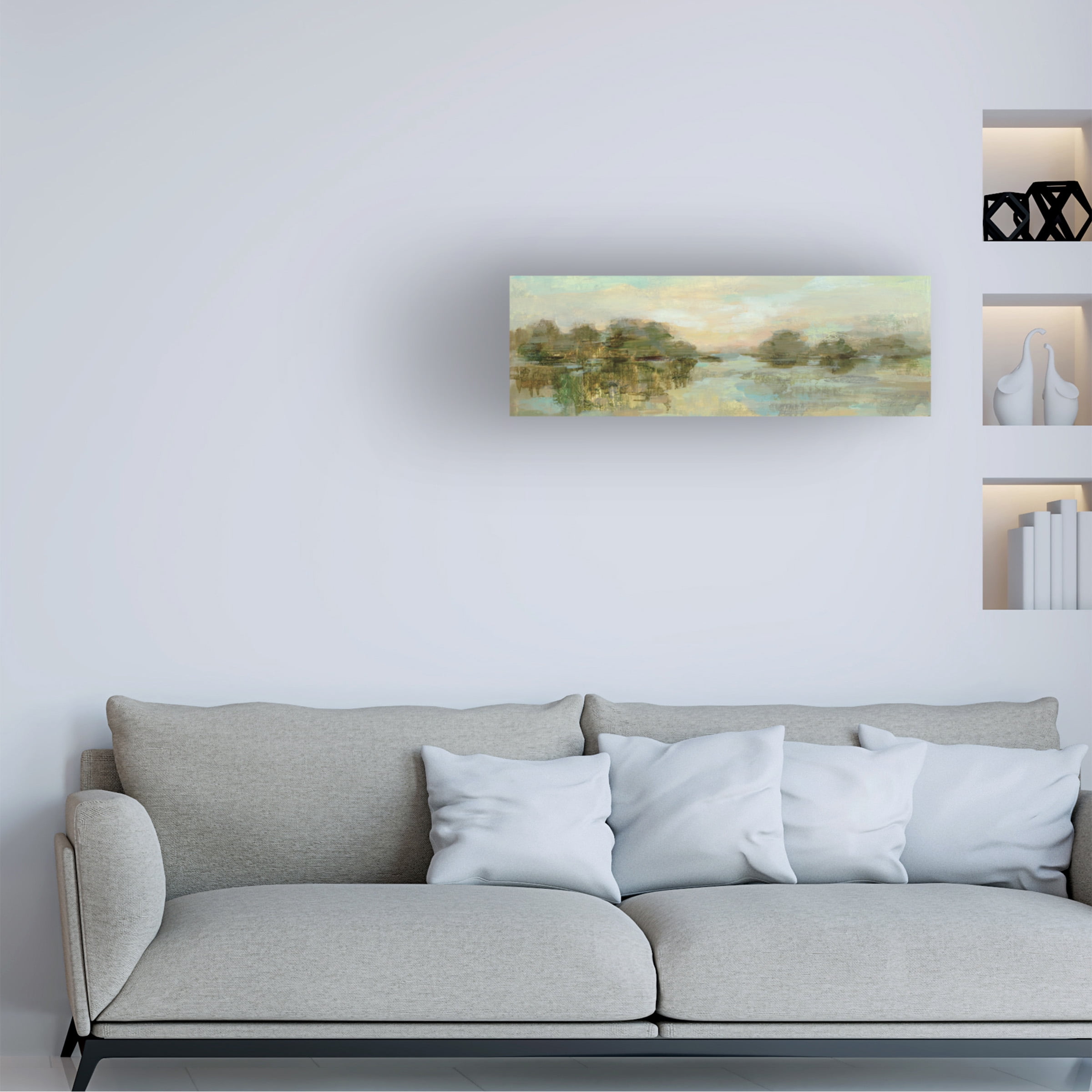Trademark Fine Art Silvia Vassileva Dreamy Lake Green Crop Canvas Wall Art - 16x47
