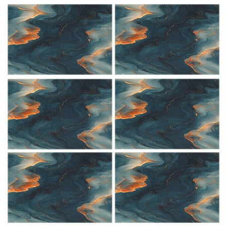 

Ryvnso Placemats Set of 6 Art Marble Dining Mats Heat-Resistant Non-Slip Washable Table Mat