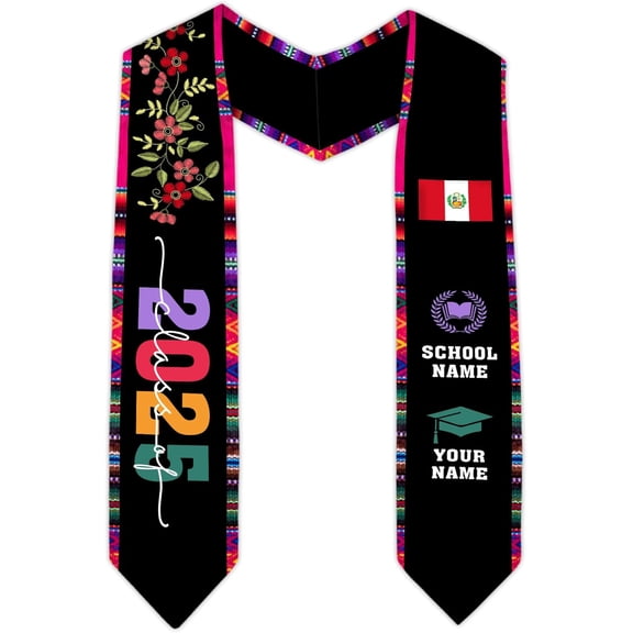 Peruvians Graduation Sash, Peru Graduation Stole Custom Personalized Peruvians American Flag Graduation Sash 2025