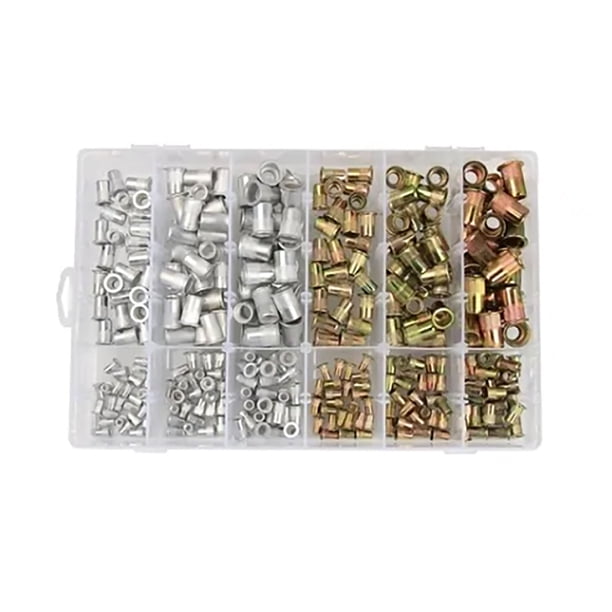 Kit de 300 tuercas remachables M3 M4 M5 M6 M8 M10 Tuercas de inserción roscadas de cabeza plana de aluminio y zinc de color