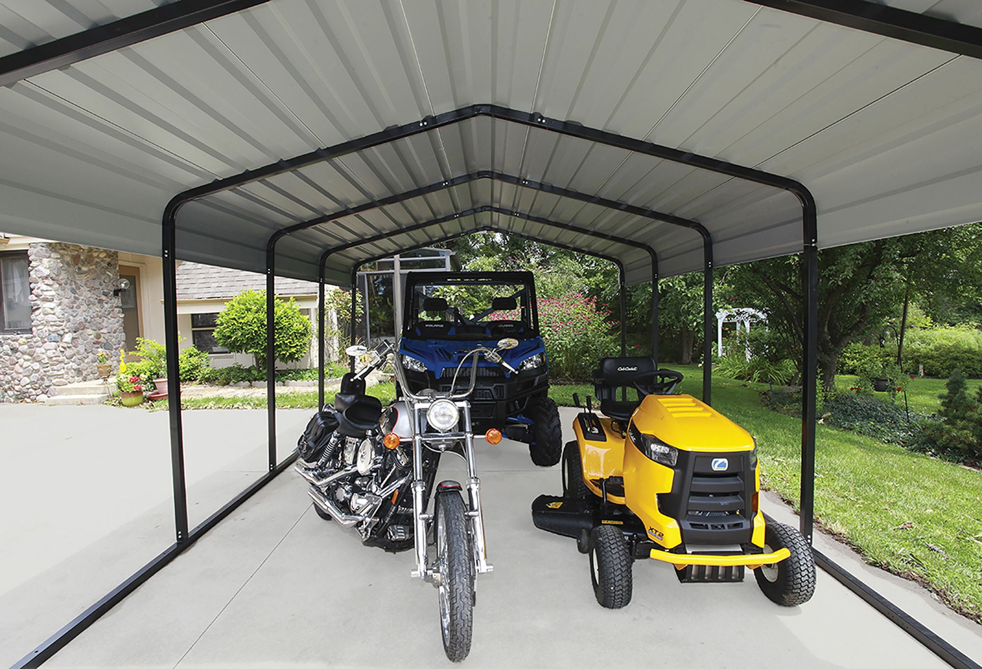 Arrow 12 17 Ft X 19 75 Ft Charcoal Metal Carport In The Carports