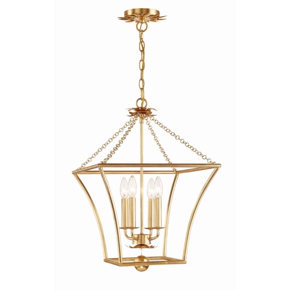 516-GA Crystorama Lighting Broche - 4 Light Lantern-Antique Gold Finish    -Traditional Installation