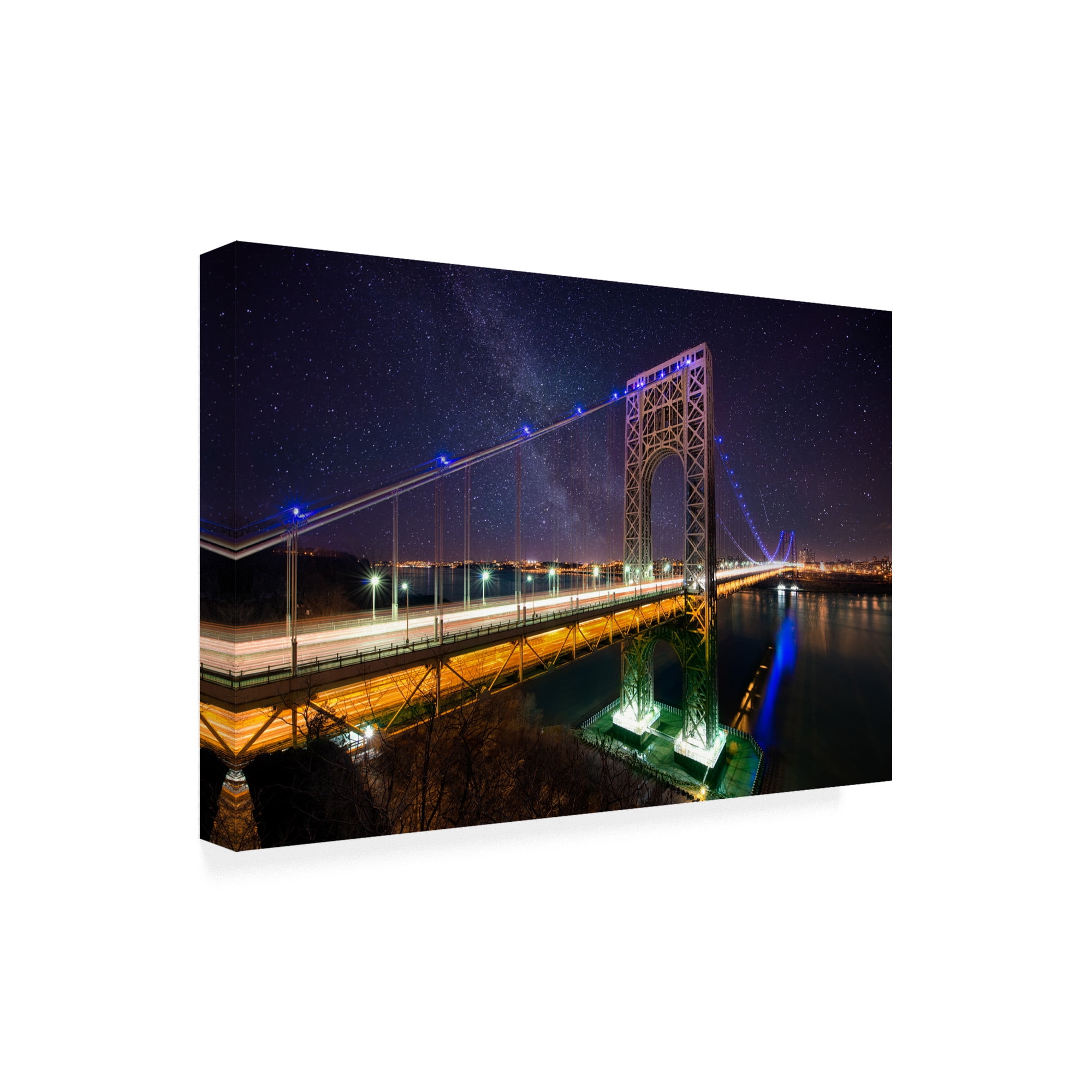 Trademark Fine Art 'George Washington Bridge Starry Night' Canvas Art by David Ayash