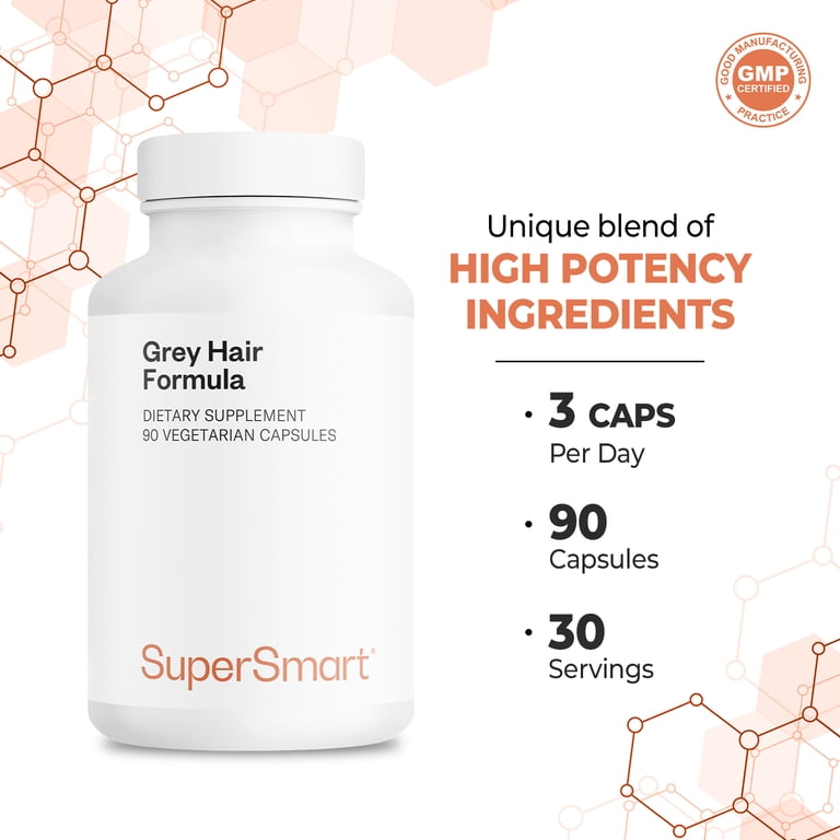 SuperSmart Grey Hair Formula (Advanced Formula) - with Catalase, Copper,  Biotin, Fo-Ti, Zinc, Saw Palmetto - Anti Gray Hair Supplement | Non-GMO &  Gluten Free - 90 Vegetarian Capsules