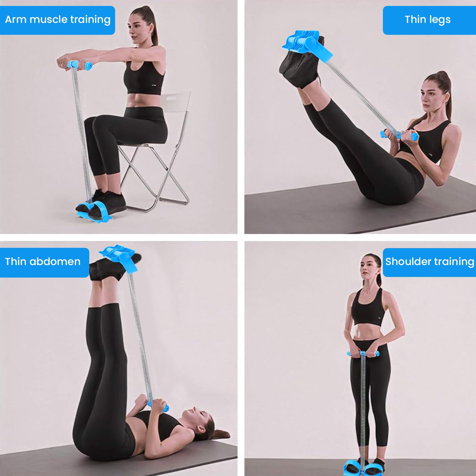 Pedal Puller Resistance Bands with Single Spring  Durable Sit Up Equipment for Home Gym, Strength Training for Abs, Legs, Chest  Portable Full-Body Workout Gear