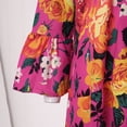 thumbnail image 5 of Plus Size Dresses Ladies Plus Size Loose Print Long Sleeve V Button Mini Sundress Red XXXXL, 5 of 5