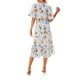 thumbnail image 5 of Sunloudy Vestido de verano para mujer, cuello en V, manga corta, cintura alta, dobladillo con volantes, estampado floral, vestidos midi Sunloudy S M L XL XXL, 5 of 8