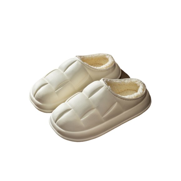 Colisha Pantoufles Unisexes Imperméables à Bout Fermé en Mousse à Mémoire de Forme pour Intérieur et Extérieur avec Semelle Amovible et Sabots en Peluche Doublés Beige Bas du Dos 8.5-9