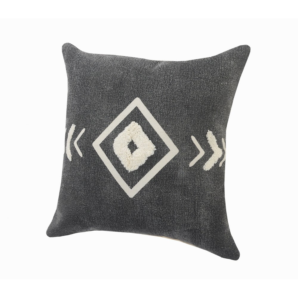 Ox Bay 20" x 20" Hand-Woven Black/ Cream Tribal Organic Cotton Pillow Cover