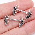 thumbnail image 3 of A Pair of Skeleton Hands of Death Steel Nipple Barbell, 3 of 4
