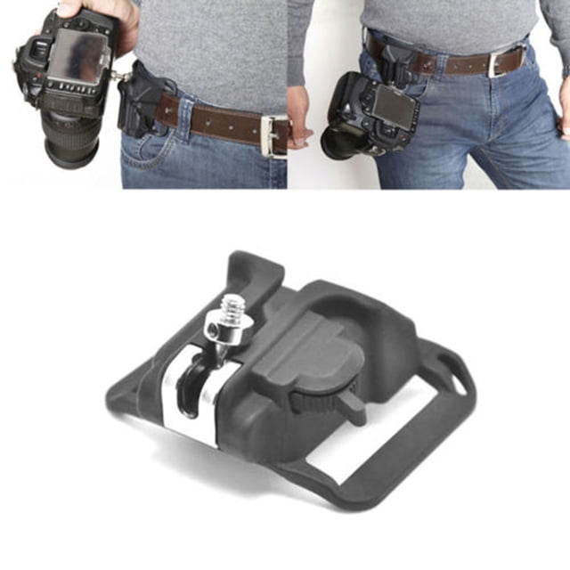 LOLIPPYY Adjustable Camera Belt Clip System with Metal Mounting Plate Lightweight Black Design