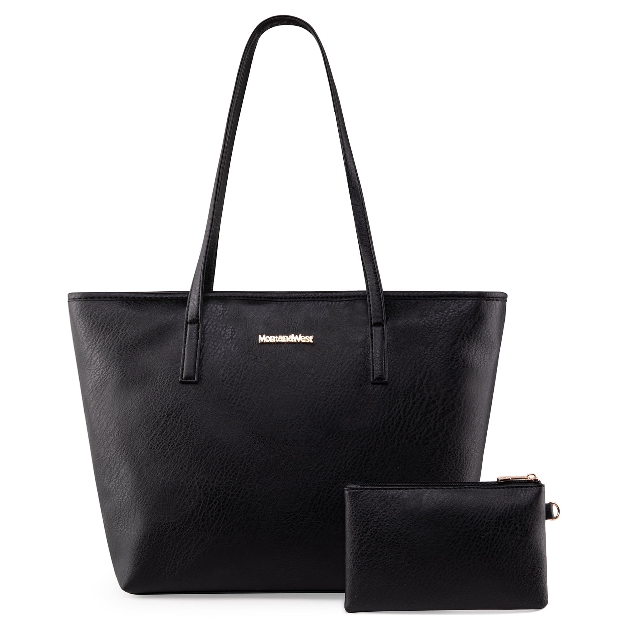 Montana West Vegan Leather Tote Bag for Women, Black photo 1