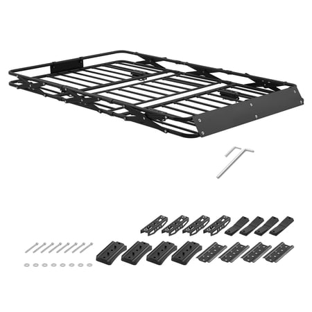 KFFKFF Roof Rack Cargo Basket, 64 x 39 x 4 in, Durable Roof Top Carrier with Foldable Design, 200 lbs Load Capacity, Weather-Resistant and Easy to Install, Compatible with SUVs, Trucks, and Cars