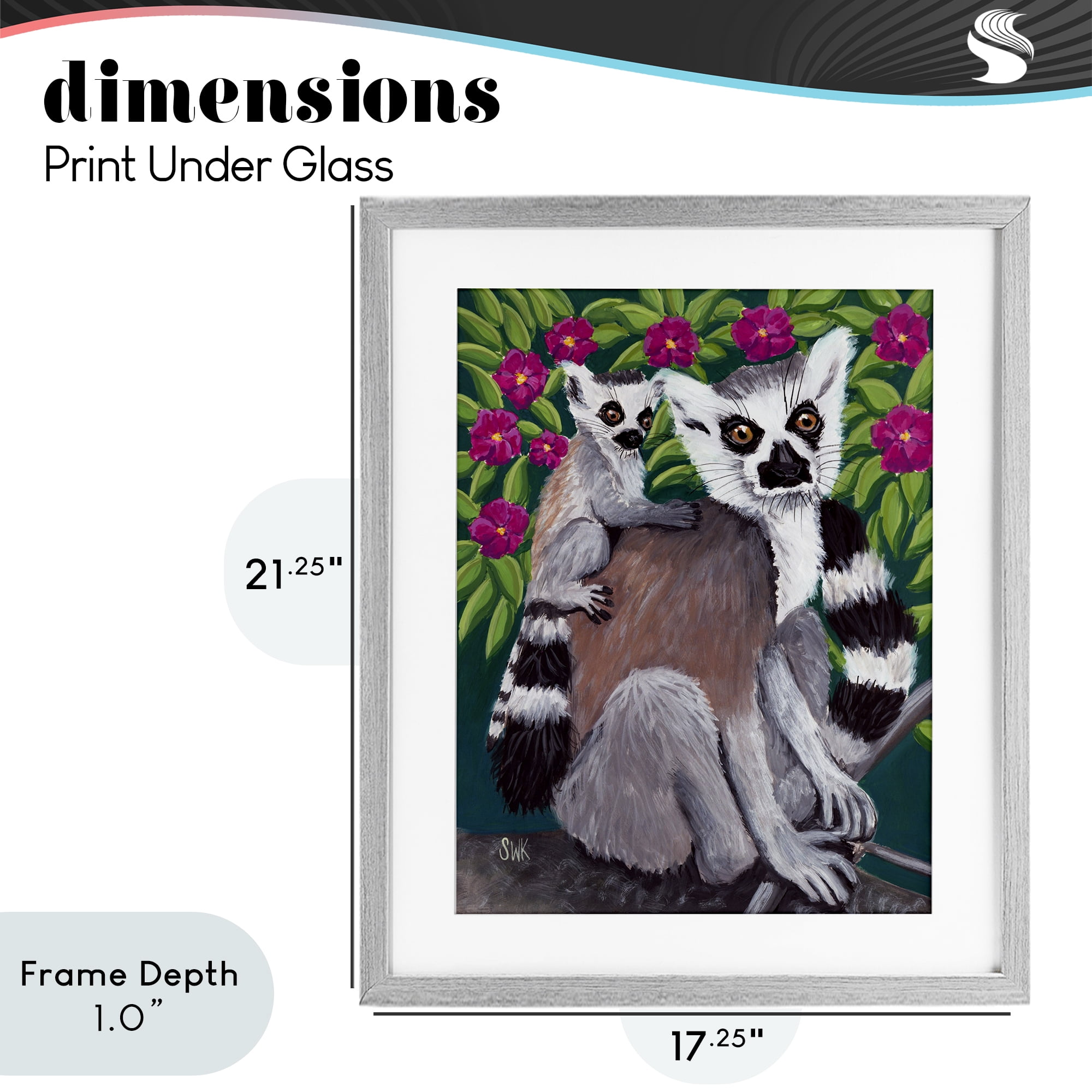 Stupell Industries Ring Tailed Lemur Mama & Baby Gray Framed Print Under Glass, design by Sarah Waldron Kimball