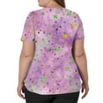 thumbnail image 5 of Lumtrix Mardi Gras Scrubs for Women V Neck Short Sleeve Mask Printed Tops with Pockets Side Slit Nursing Uniform Light pink 4XL, 5 of 5