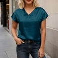 thumbnail image 3 of Satin T Shirts for Women 2026 Summer Short Sleeve V Neck Business Dressy Casual Office Work Tshirt Blouse, 3 of 7