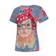 thumbnail image 4 of Pntutb Camiseta de manga corta suelta de una pieza con estampado de gato lindo y sexy para mujer Pntutb Pntutb-3795, 4 of 9