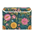 thumbnail image 2 of Foldable Fabric Storage Bin With Handle Collapsible Basket Box Storage With Lid Organizer Hand-drawn Florals, 2 of 7