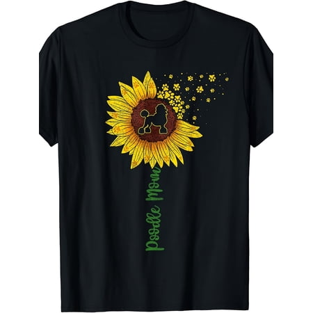 Women's Floral Sunflower Poodle Mom T-Shirt
