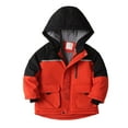 thumbnail image 1 of Gibobby Chamarra de manga larga para bebéNiños Niñas Manga Larga Invierno Cálido Outwear Patchwork Color Chaqueta Abrigo Al Libre(Rojo, 6-7 Años), 1 of 4