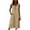*Khaki, variant on ClodeEU Women's Linen Blend Crinkle Sleeveless Crewneck Dress with Button and Pockets ,Solid Color Casual Midi Dress Light Blue,Womens Plus XXL