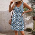 thumbnail image 5 of Lorytime Summer Dresses for Women Knee Length Sleeveless Tank Dress Mini Dress Hawaiian Flowy Sundress Short Dress Floral Print V Neck Beach Dresses Loose Vacation Fashion L, 5 of 7
