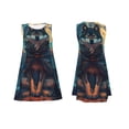 thumbnail image 7 of Honeii Starry Sky Moon Wolf Leader Print Women's Sleeveless Dress, Loose Fit Casual Dress for Women, Summer Fashion Dress, 7 of 7