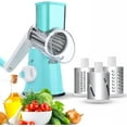 thumbnail image 1 of Cortador de verduras, Fitnate, cortador de queso, triturador de frutas y verduras de acero inoxidable con manivela manual con 2 cuchillas giratorias de acero inoxidable intercambiables, tamb, 1 of 5