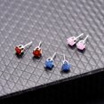 thumbnail image 5 of Conjunto de pendientes de oreja para hombres y mujeres con incrustaciones de diamantes de imitación redondos con aguja de plata 925 (multicolor), 5 of 5