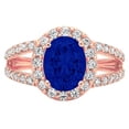 thumbnail image 7 of Solitaire with Accents Engagement Ring for Women - 2.6ct Simulated Blue Sapphire in 14K Rose Gold Promise Ring, 7 of 7