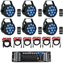 (6) Rockville RockPAR TRI LED RGB Black Wash Par DJ Lights Cables DMX Controller