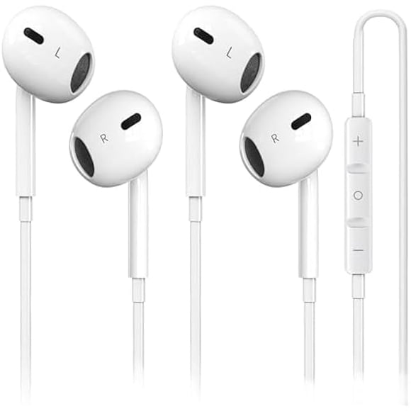ccwmincc 2-Pack MFi Certified Wired Earbuds for iPhone, Built-in Mic & Volume Control, Noise Reduction, Compatible with iPhone 14/13/12/11/X/8/7/SE/Pro/Max/Plus, All iOS Systems
