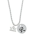 thumbnail image 1 of Delight Jewelry Silvertone 10K Silvertone Script Initial Disc - R - Charm Necklace, 20"+3", 1 of 4
