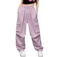 thumbnail image 2 of Girls Baggy Cargo Pants Streetwear Hip Ho1 Trousers Elastic High Waist Kids Boys Y20 Casual Loose Fit Sweatpants Joggers, 2 of 8