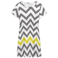thumbnail image 3 of Yellow Grey Chevron Pattern Sundress Short Sleeve Dress Summer Women Clothes Dress for Women Dresses, 3 of 7