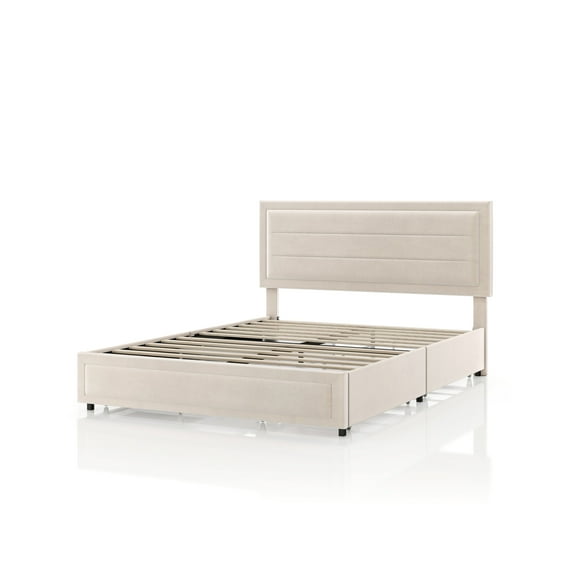 Furniture of America Zorva Full Platform Bed with Storage Drawers, Ivory