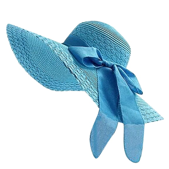 Hats Baseball Cap Women Colorful Straw Bow Hat Sun Floppy Wide Beach Cap