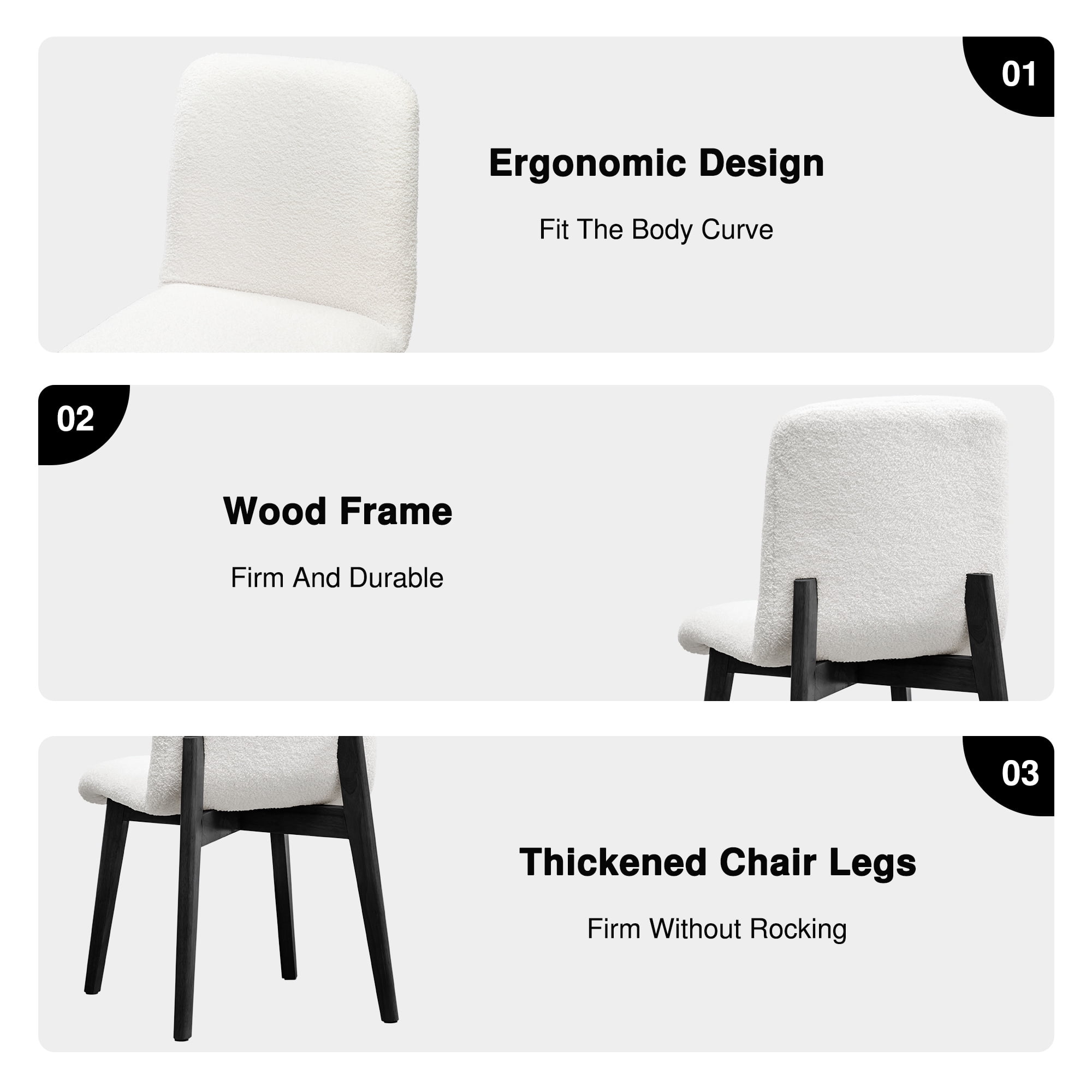 Bethea Solid Wood and Fabric Dining Chairs in Black (Set of 2)