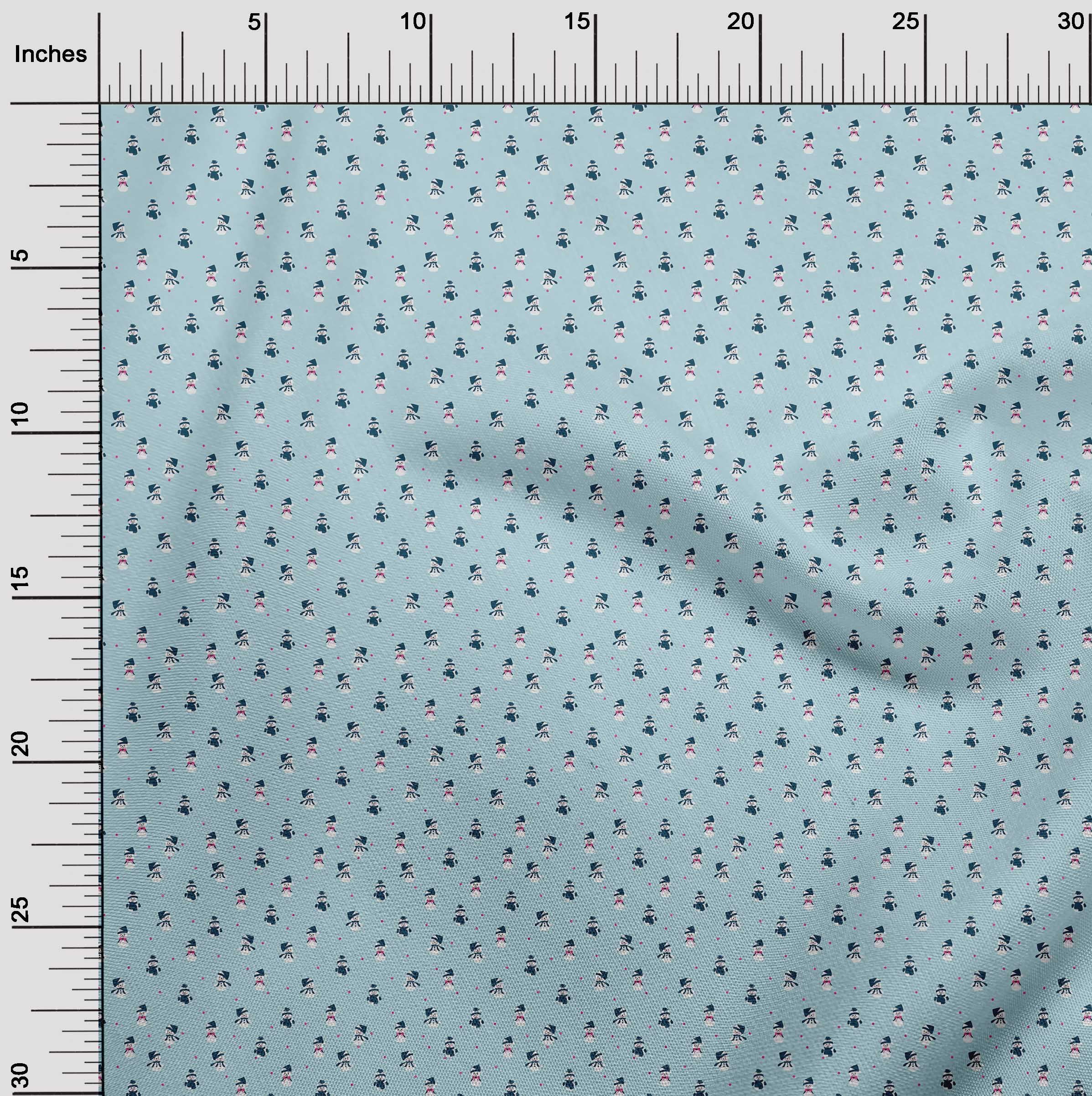 oneOone Cotton Poplin Light Blue Fabric Christmas Sewing Material Print Fabric By The Yard 42 Inch Wide