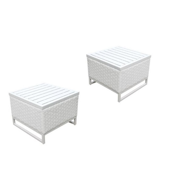 Set Of 2 White Wicker End Tables Com - White Patio End Tables Set Of 2 White Wicker End Tables Com - White Patio End Tables