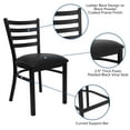thumbnail image 5 of Emma + Oliver Black Ladder Back Metal Restaurant Chair - Black Vinyl Seat, 5 of 12