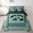 thumbnail image 2 of Feelyou Cartoon Rustic Bear Bedding Comforter Set 7 Pieces for Kids, Green Western Boho Aztec Full Bedding Set, Rustic Lodge Cabin Reversible Fitted Sheet Flat Sheet, Super Cozy Room Decor, 2 of 8