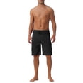 thumbnail image 2 of INSPIRAR CHIC Pantalones cortos de baño de verano para hombres con cintura ajustable, color sólido, con bolsillos laterales, forro, 36 Negro para el Día del Padre, 2 of 6
