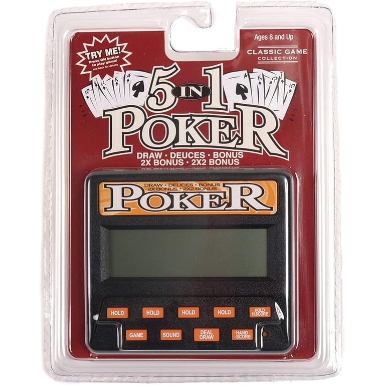 Hansen Handheld Electronic Poker Game 5-in-1 with Bonus Features