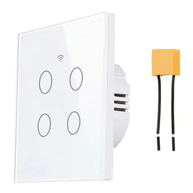 Pour Tuya Smart Light Switch 4 Gang, Interrupteur Mural Wifi Smart Touch avec Condensateur Blanc