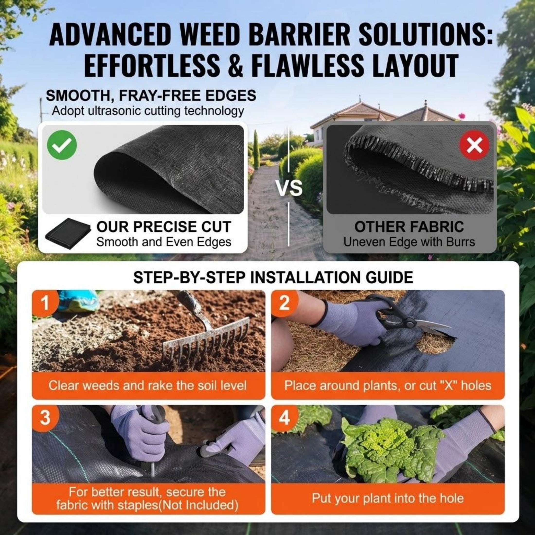 4ft x 100ft Heavy Duty Weed Barrier Fabric, Woven PP Geotextile Fabric for Landscaping, Driveway, Ground Cover, Weed Control, Black