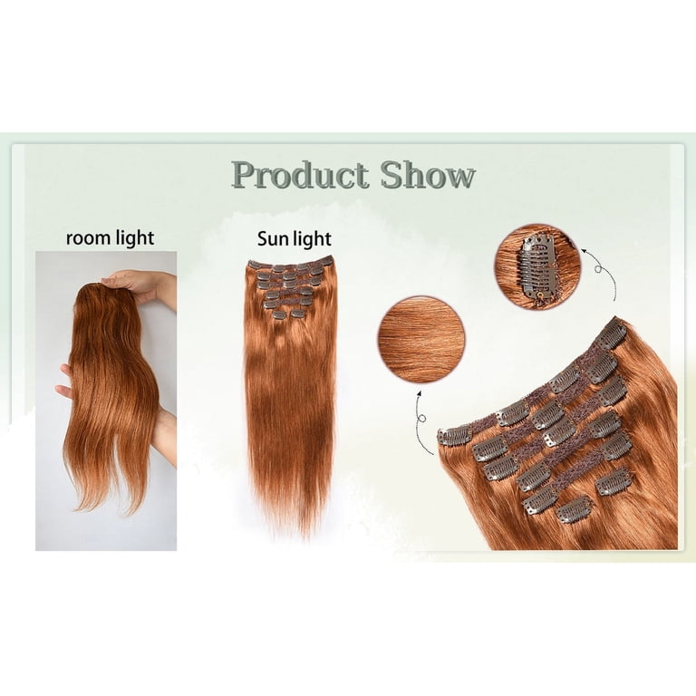 14 Inch Clip in Human Hair Extensions 7pcs Straight 100g Real Hair Amazon.com : Straight Clip in Hair Extensions Real Human  main image 3