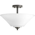 thumbnail image 5 of Progress Lighting Joy Collection 3-Light Semi-Flush Fixture, Brushed Nickel, White Etched Glass Shade, 5 of 7