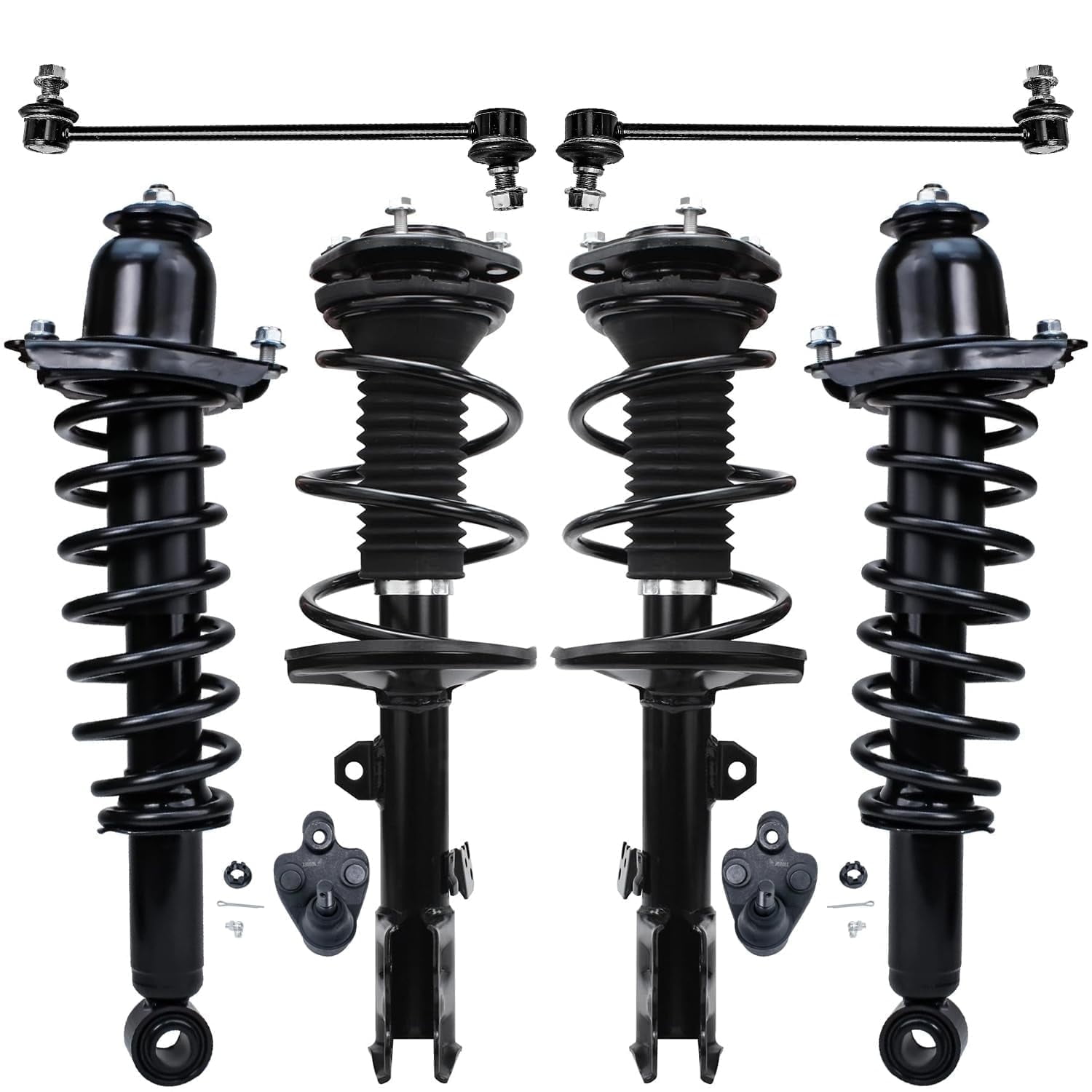 Detroit Axle - 1.8L Struts Kit for Toyota 2009-2013 Corolla 4 Front Rear Ready Struts w/Coil Spring 2 Front Sway Bars 2 Lower Ball Joints 2012 Suspension - 8pc Set