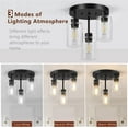 thumbnail image 2 of Licperron Farmhouse 3-Light Black Flush Mount Ceiling Light Fixtures with Clear Glass Shades, 2 of 8